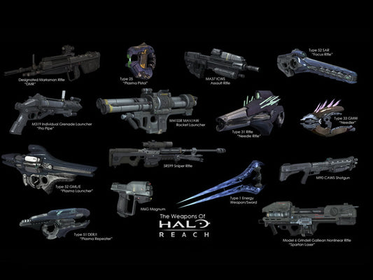 Halo Weapons Reach Video Game Art Wall Art Print Poster