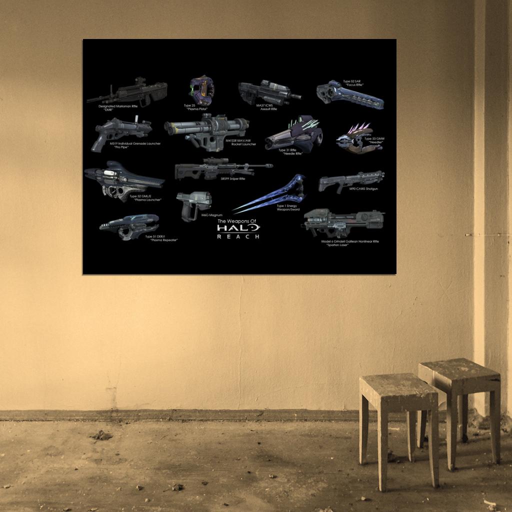 Halo Weapons Reach Video Game Art Wall Art Print Poster