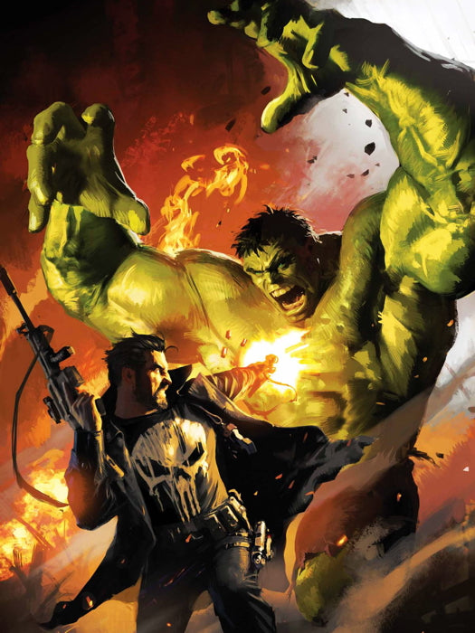 Punisher vs Hulk Fight Awesome Art Wall Art Print Poster