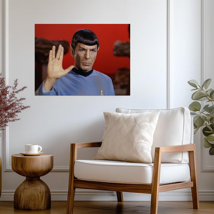Leonard Nimoy Retro Mr. Spock Vulcan Salute Hand Sign Star Trek Wall Art Print Poster