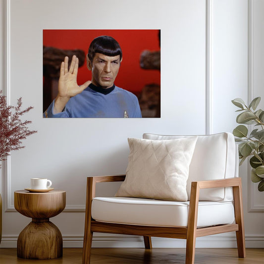 Leonard Nimoy Retro Mr. Spock Vulcan Salute Hand Sign Star Trek Wall Art Print Poster