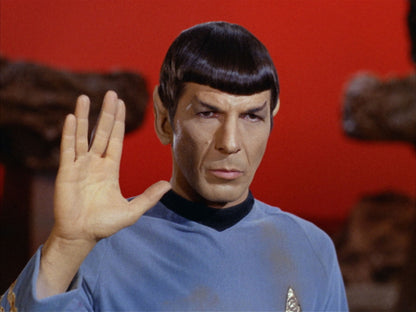 Leonard Nimoy Retro Mr. Spock Vulcan Salute Hand Sign Star Trek Wall Art Print Poster