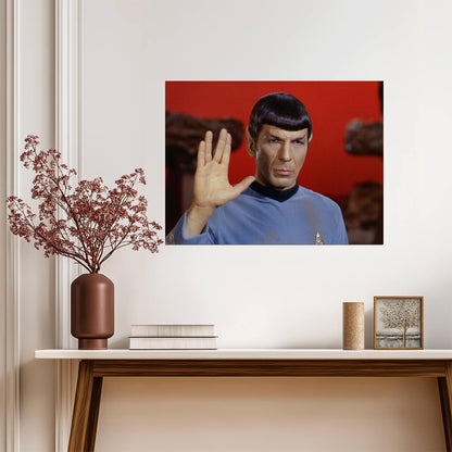 Leonard Nimoy Retro Mr. Spock Vulcan Salute Hand Sign Star Trek Wall Art Print Poster