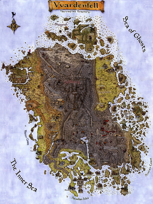 The Elder Scrolls 3 Morrowind Vvardenfell Map Wall Art Print Poster