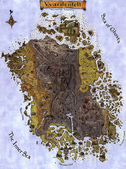 The Elder Scrolls 3 Morrowind Vvardenfell Map Wall Art Print Poster