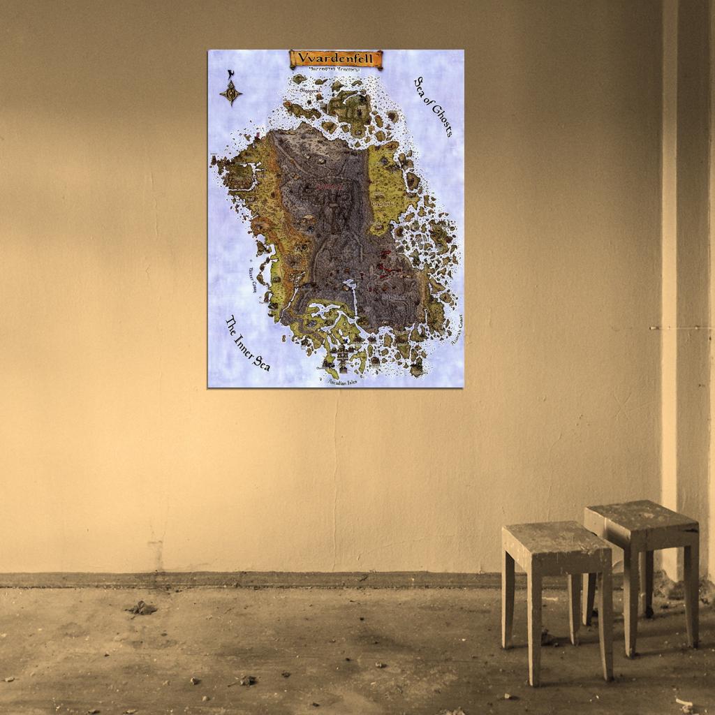 The Elder Scrolls 3 Morrowind Vvardenfell Map Wall Art Print Poster