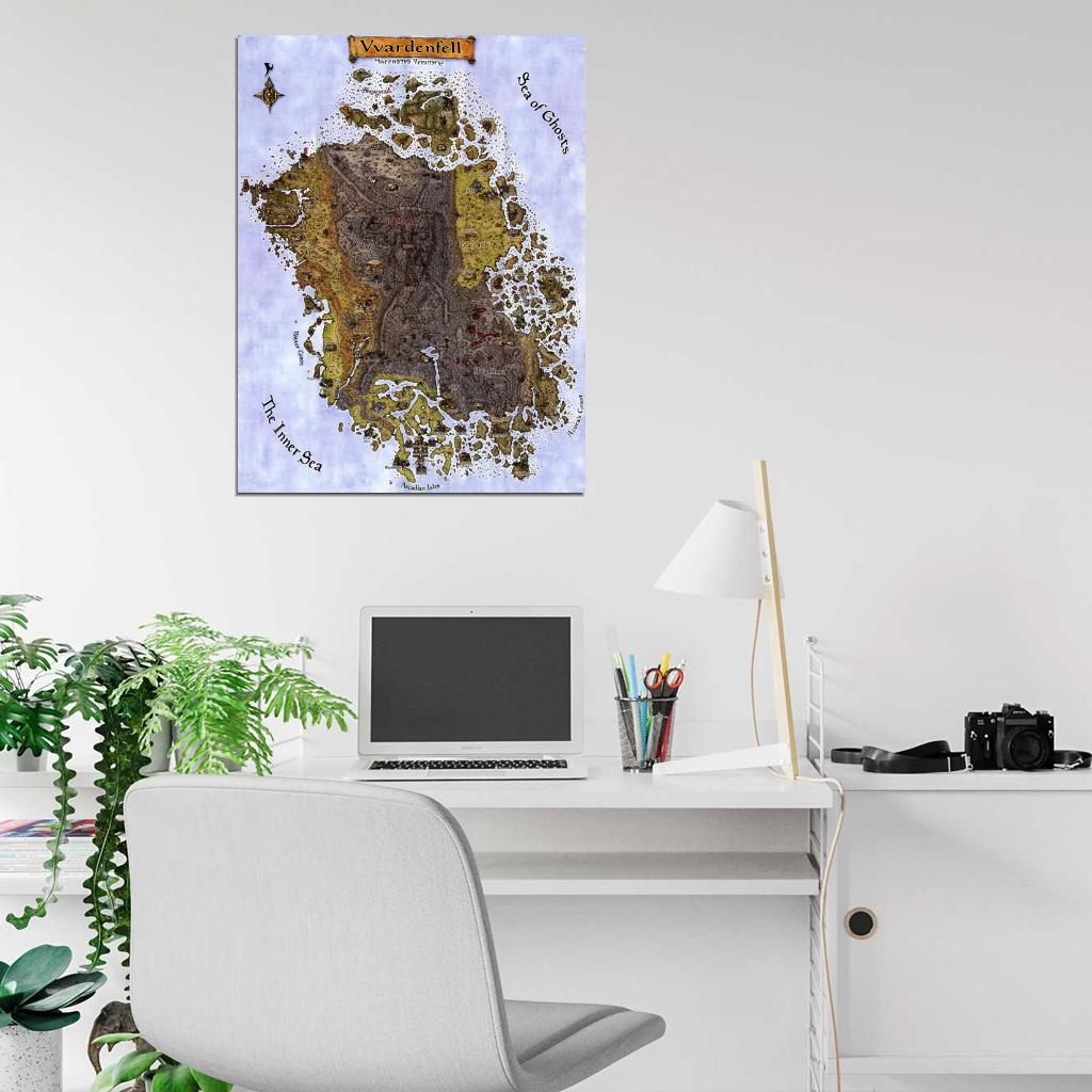 The Elder Scrolls 3 Morrowind Vvardenfell Map Wall Art Print Poster