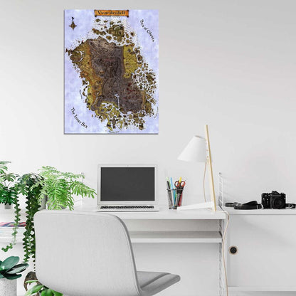 The Elder Scrolls 3 Morrowind Vvardenfell Map Wall Art Print Poster