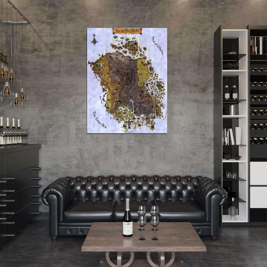 The Elder Scrolls 3 Morrowind Vvardenfell Map Wall Art Print Poster