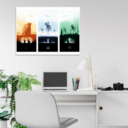 Star Wars Original Trilogy Cool Movie Art AT-AT Sandcrawler AT-ST Wall Art Print Poster