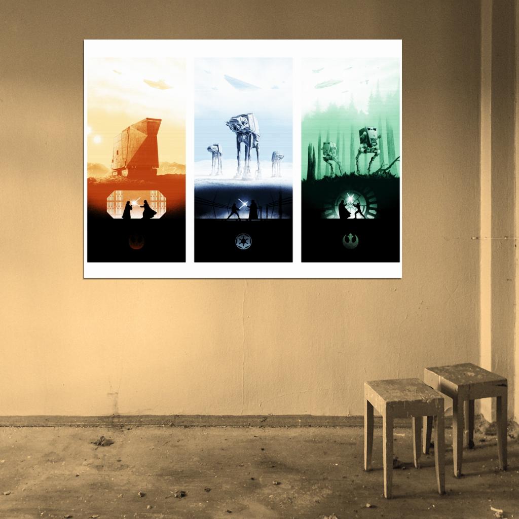 Star Wars Original Trilogy Cool Movie Art AT-AT Sandcrawler AT-ST Wall Art Print Poster