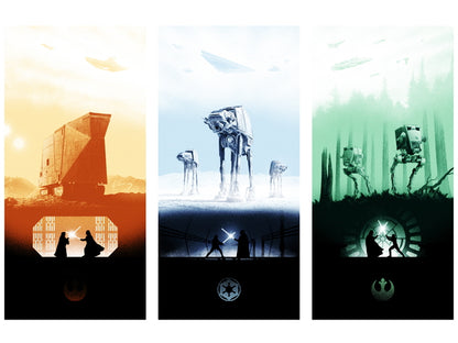 Star Wars Original Trilogy Cool Movie Art AT-AT Sandcrawler AT-ST Wall Art Print Poster