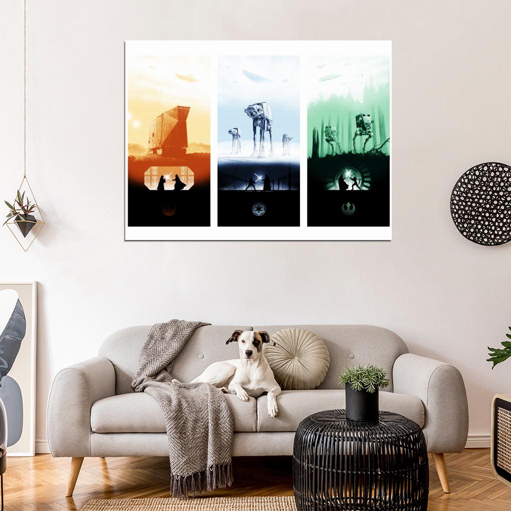 Star Wars Original Trilogy Cool Movie Art AT-AT Sandcrawler AT-ST Wall Art Print Poster