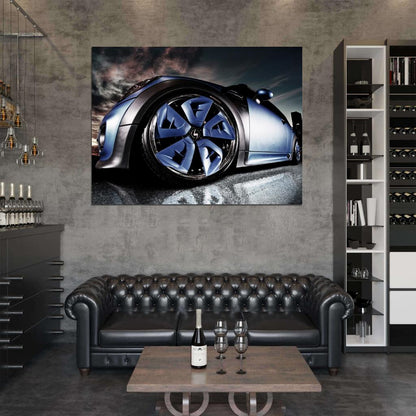 Mini Cooper Blue Wheel Car Awesome Wall Art Print Poster
