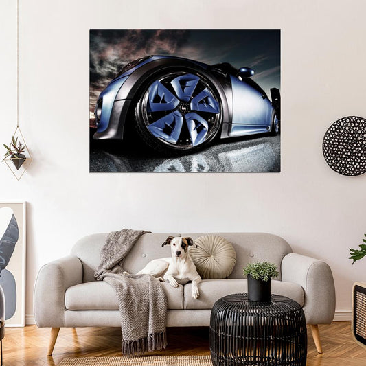 Mini Cooper Blue Wheel Car Awesome Wall Art Print Poster