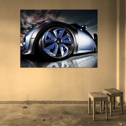 Mini Cooper Blue Wheel Car Awesome Wall Art Print Poster