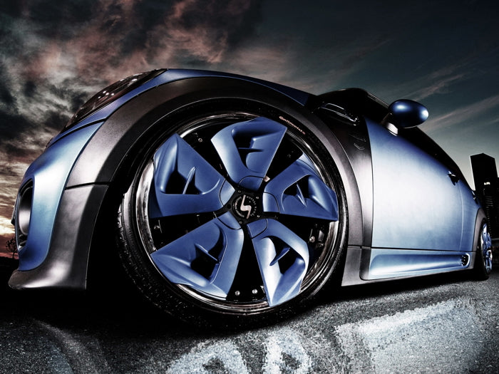 Mini Cooper Blue Wheel Car Awesome Wall Art Print Poster