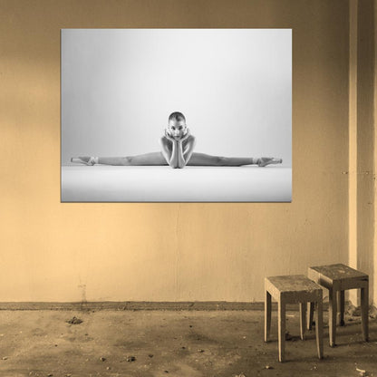 Ballet Dancer Ballerina Naked Art Nude Body Hot BW Woman Wall Art Print Poster