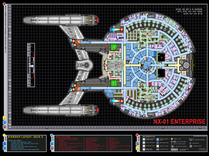 Starship Enterprise Spacecraft Star Trek Schematics Blueprint Art Movie Wall Art Print Poster
