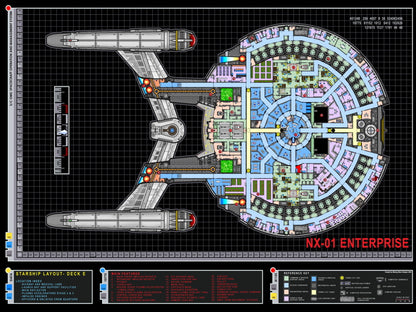 Starship Enterprise Spacecraft Star Trek Schematics Blueprint Art Movie Wall Art Print Poster