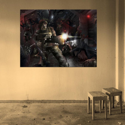 Aliens Marines Fight Rifle Cool Movie Art Wall Art Print Poster