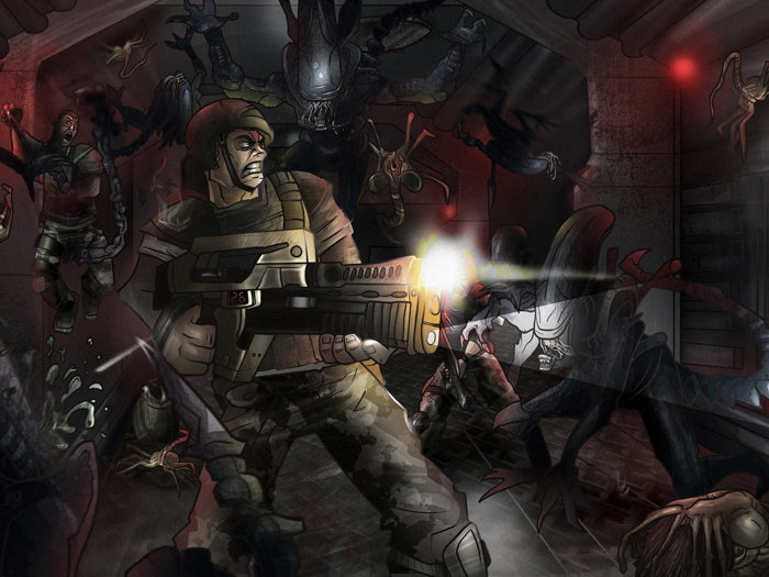 Aliens Marines Fight Rifle Cool Movie Art Wall Art Print Poster