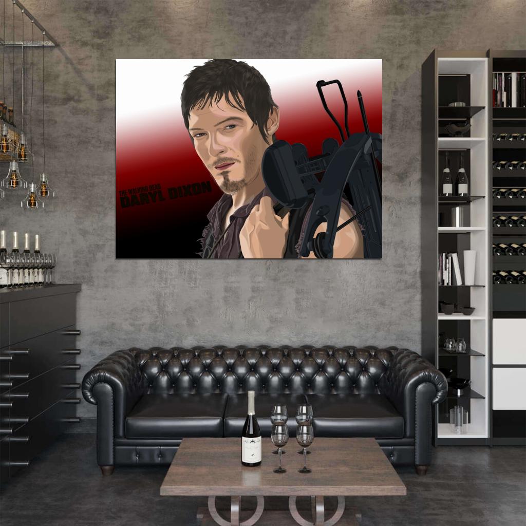 Daryl Dixon Norman Reedus The Walking Dead Portrait Art Wall Art Print Poster