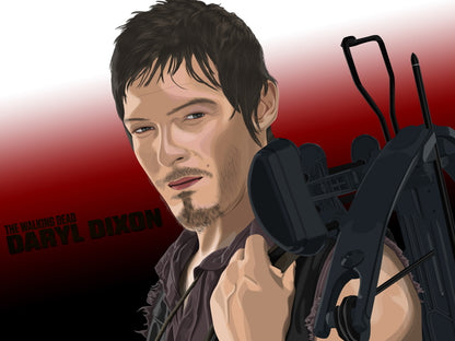 Daryl Dixon Norman Reedus The Walking Dead Portrait Art Wall Art Print Poster