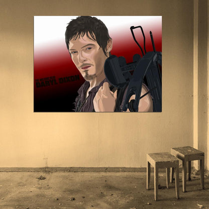 Daryl Dixon Norman Reedus The Walking Dead Portrait Art Wall Art Print Poster