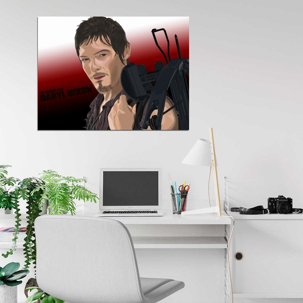 Daryl Dixon Norman Reedus The Walking Dead Portrait Art Wall Art Print Poster