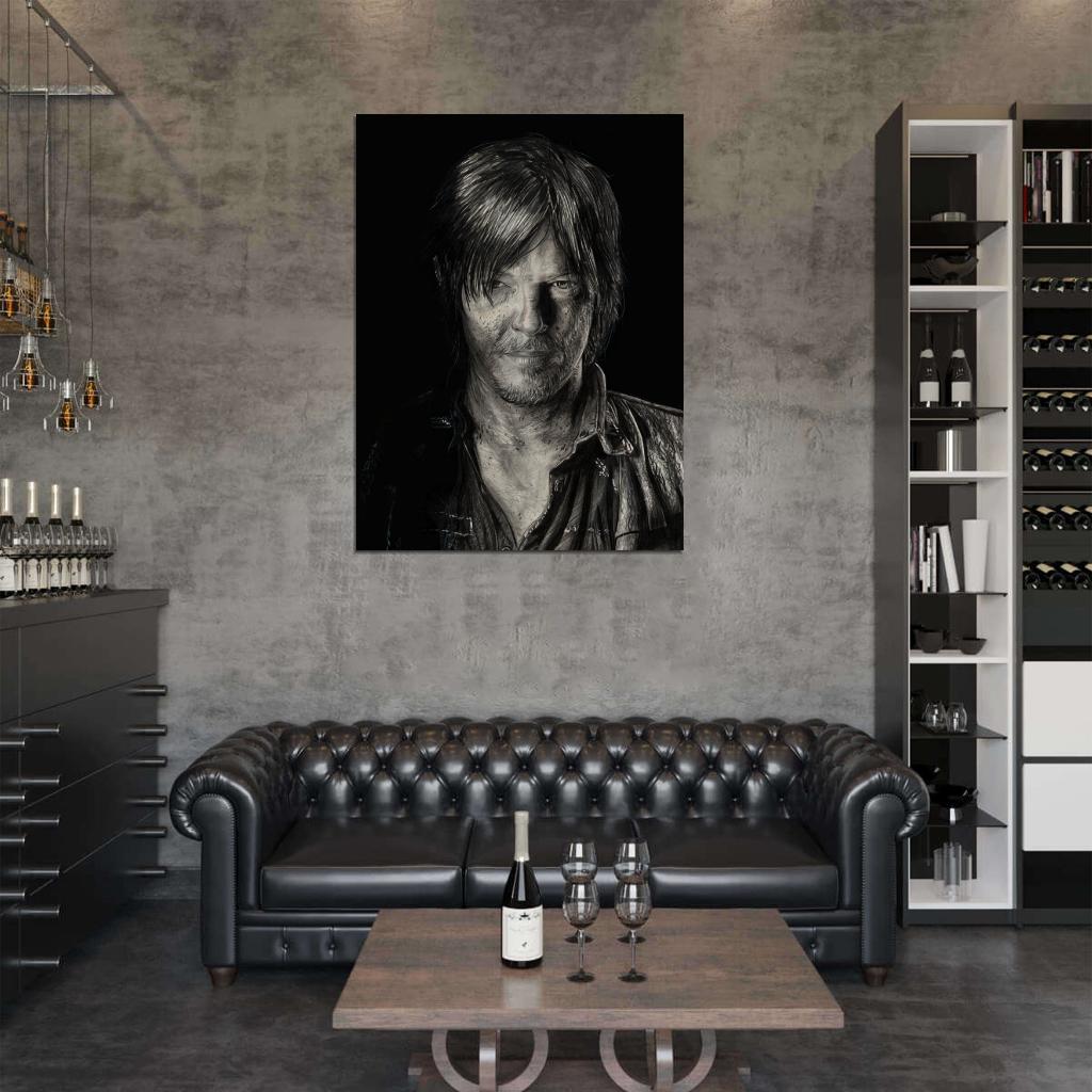 Daryl Dixon Norman Reedus Drawing Art Portrait Wall Art Print Poster