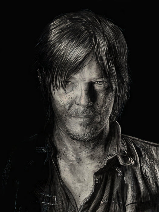 Daryl Dixon Norman Reedus Drawing Art Portrait Wall Art Print Poster