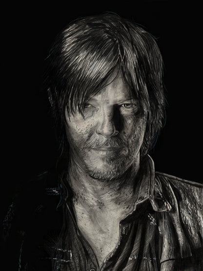 Daryl Dixon Norman Reedus Drawing Art Portrait Wall Art Print Poster