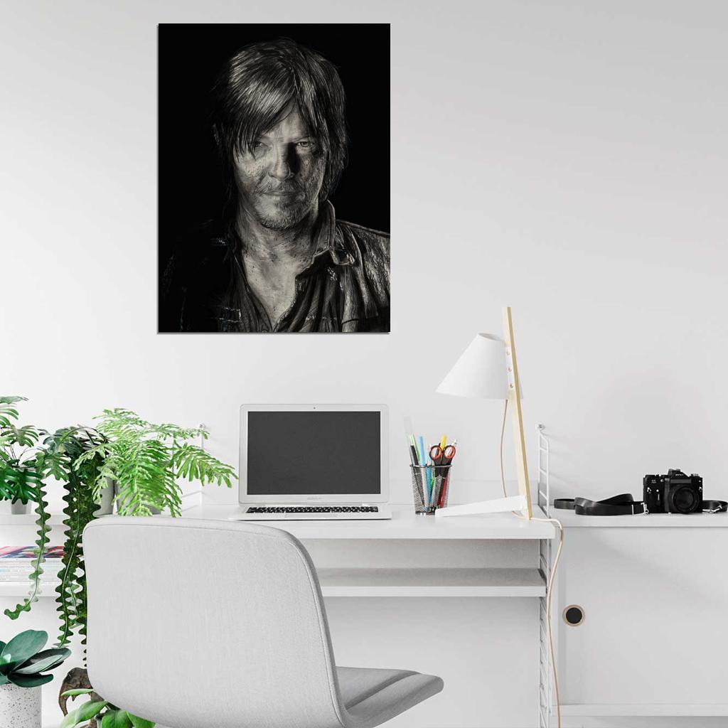 Daryl Dixon Norman Reedus Drawing Art Portrait Wall Art Print Poster