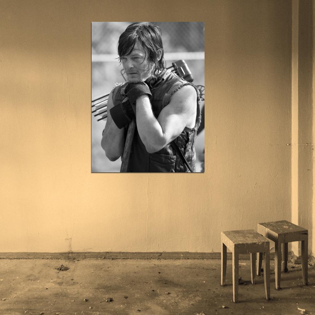 Daryl Dixon Norman Reedus BW Walking Dead Wall Art Print Poster