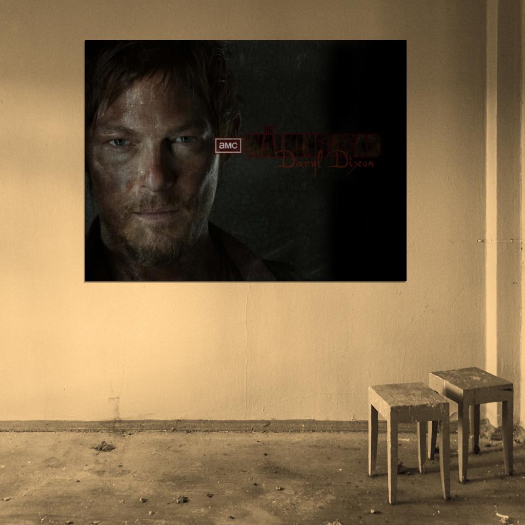 Daryl Dixon Norman Reedus Crossbow Dark Portrait Wall Art Print Poster