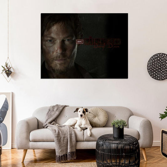 Daryl Dixon Norman Reedus Crossbow Dark Portrait Wall Art Print Poster