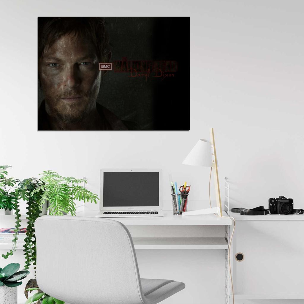 Daryl Dixon Norman Reedus Crossbow Dark Portrait Wall Art Print Poster