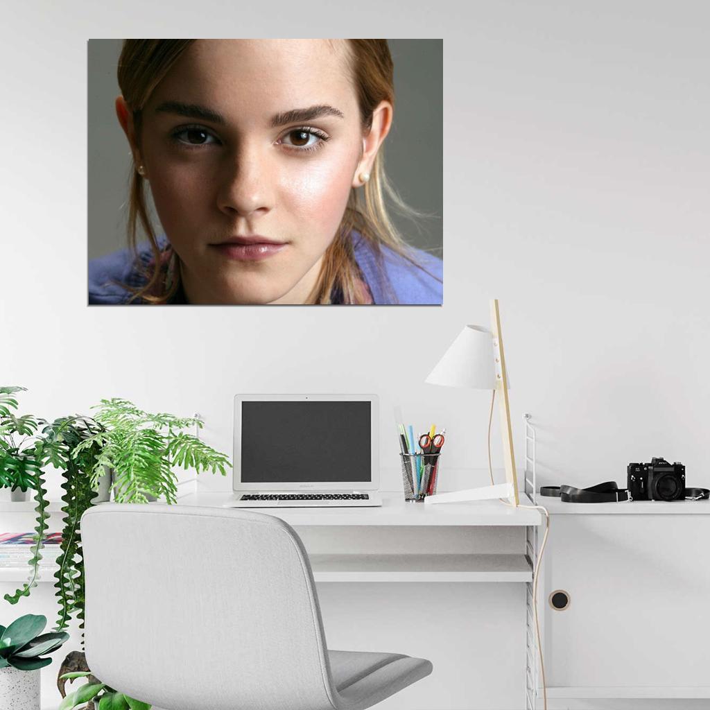 Emma Watson Cute Face Portrait Actress Beautiful Eyes Wall Art Print Poster