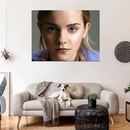 Emma Watson Cute Face Portrait Actress Beautiful Eyes Wall Art Print Poster
