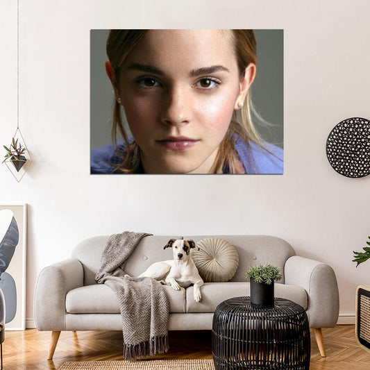 Emma Watson Cute Face Portrait Actress Beautiful Eyes Wall Art Print Poster