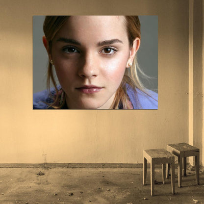 Emma Watson Cute Face Portrait Actress Beautiful Eyes Wall Art Print Poster