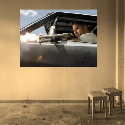 Fast & Furious 4 Vin Diesel Dominic Toretto Shotgun Movie Wall Art Print Poster