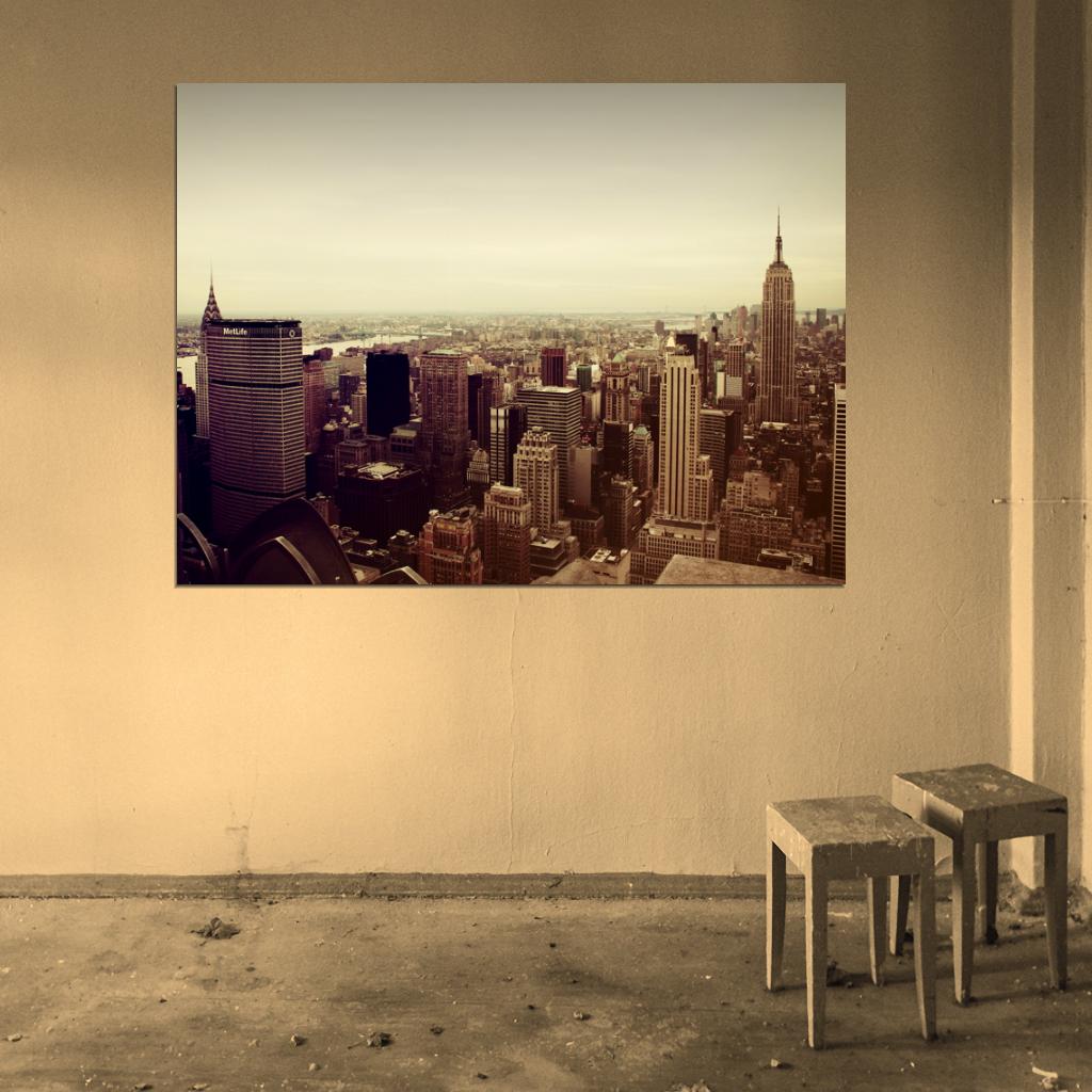 Manhattan Skyline Skyscrapers Buildings New York City USA Best Amazing Wall Art Print Poster