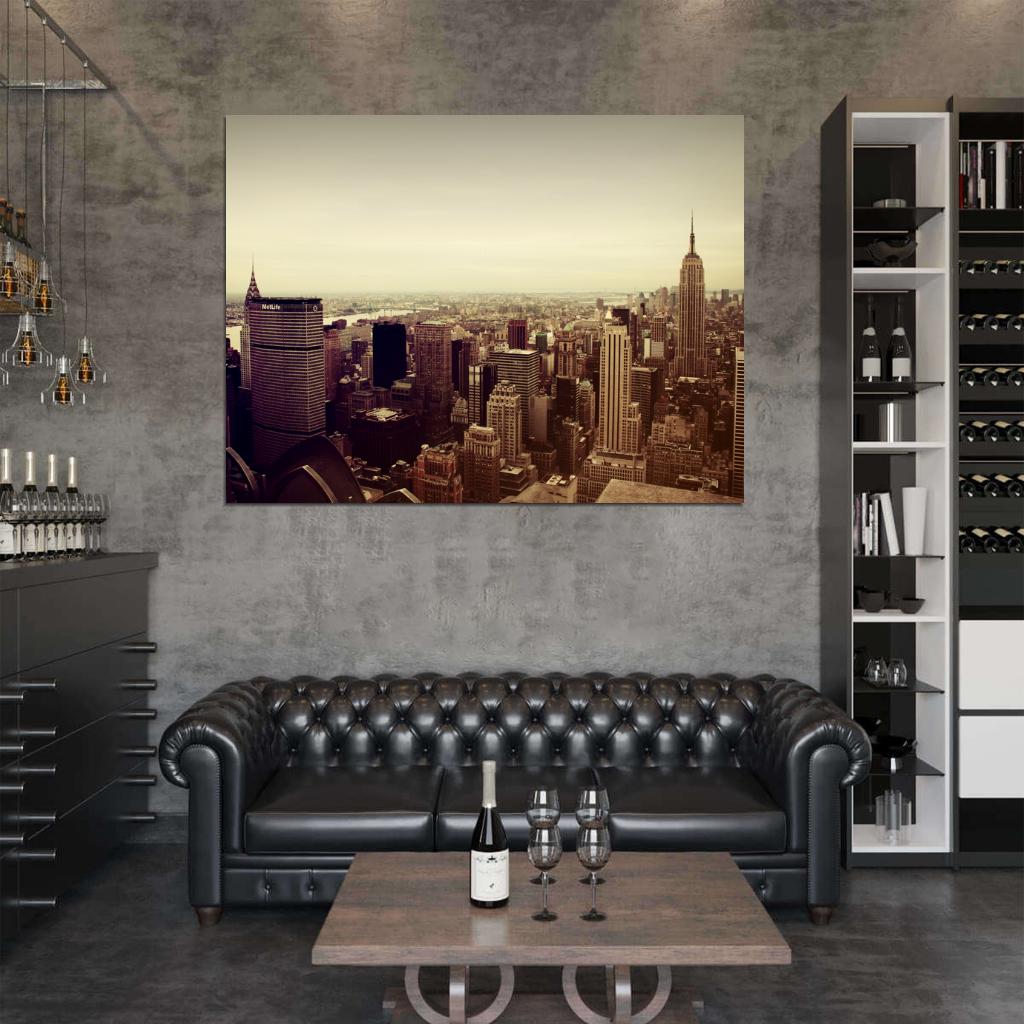 Manhattan Skyline Skyscrapers Buildings New York City USA Best Amazing Wall Art Print Poster