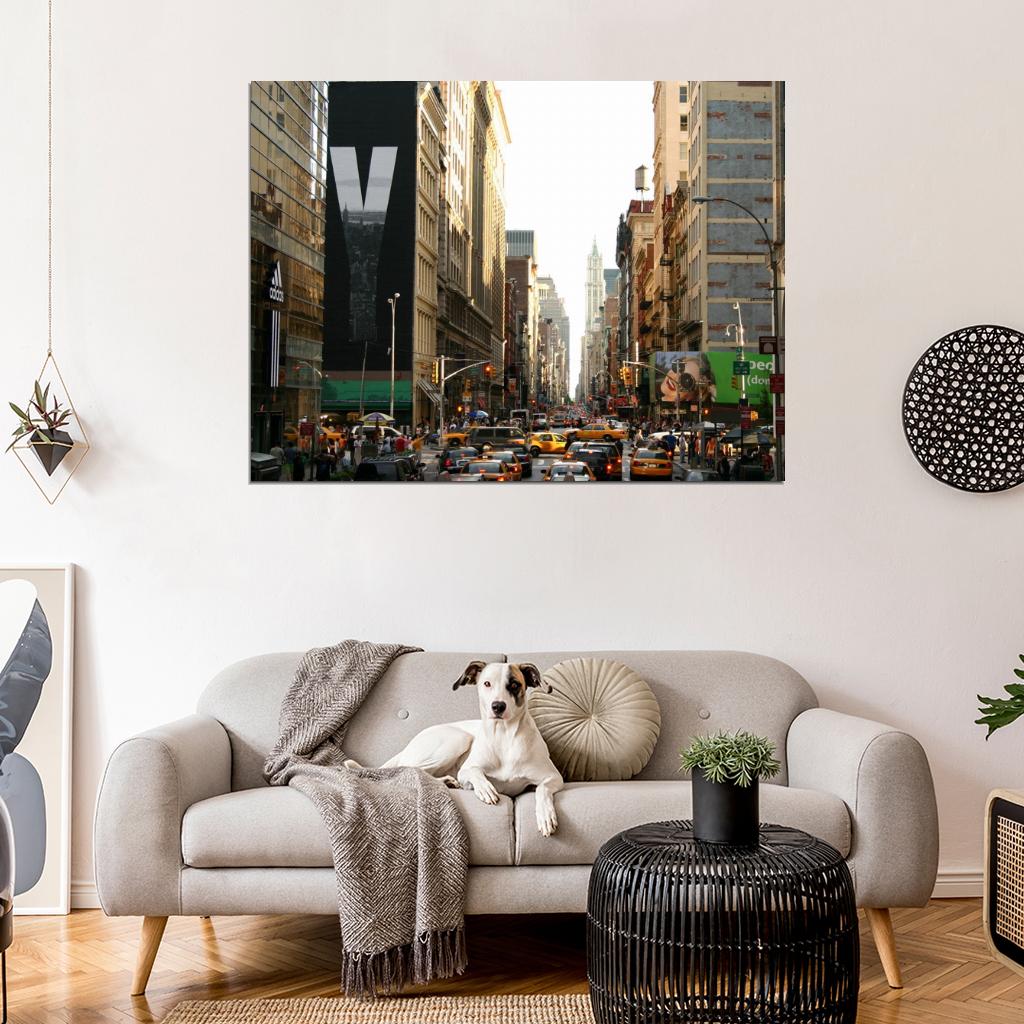 Manhattan New York City Street Cars Traffic Wall Art Print Poster