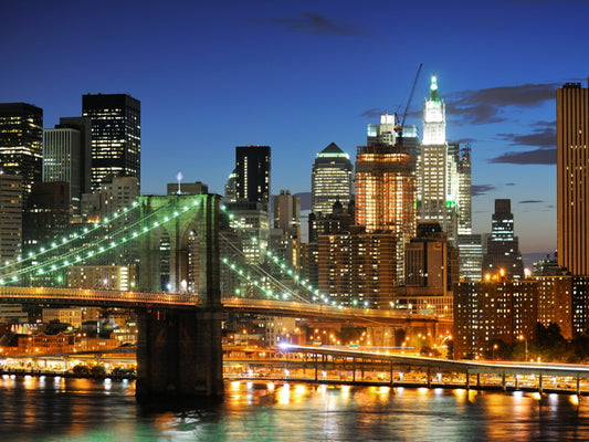 Brooklyn Bridge Manhattan New York City Beautiful Night Wall Art Print Poster
