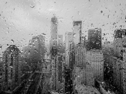 Amazing Raindrops Window New York City Beautiful Rain BW Wall Art Print Poster