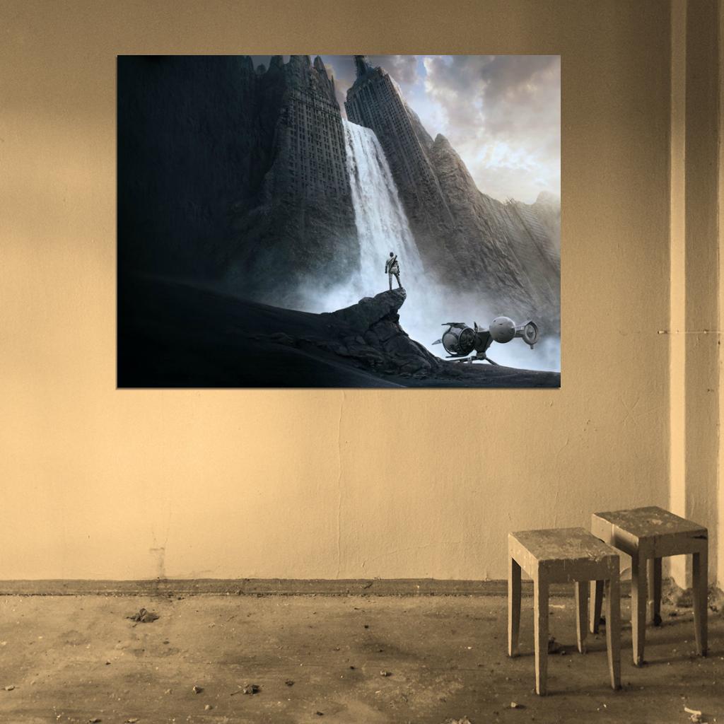 Oblivion Movie Amazing Landscape Building Ruins Waterfall Wall Art Print Poster