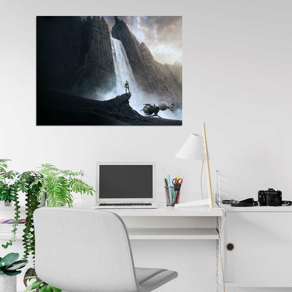 Oblivion Movie Amazing Landscape Building Ruins Waterfall Wall Art Print Poster
